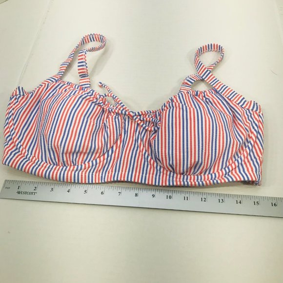 Xhilaration Women's Size 18W Textured Shirred Underwire Bikini Swim Top Striped - Picture 10 of 12